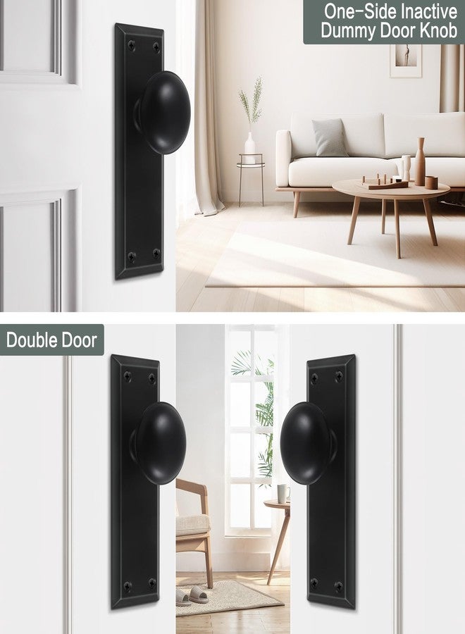 newliplace 2 Pack One-Sided Black Dummy Door Knobs Interior, Vintage Long Plate Dummy Door Knobs in Matte Black - Image 2